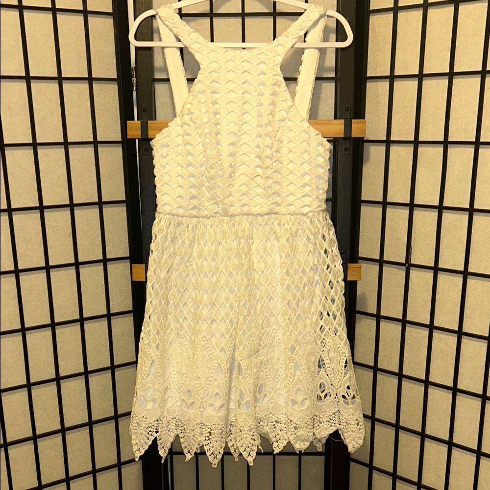 City Studio White Textured Backless Dress